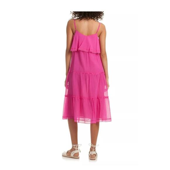 NWT Trina Turk Narcissus Fuchsia Silk Blend Hot Pink Layered Sundress Size 4 - Picture 9 of 9